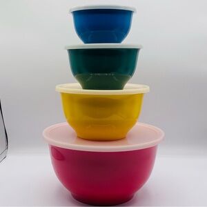 Cook’s Tool 8pc Nesting Mixing Bowl Set with Lids Red, Yellow, Green, Blue